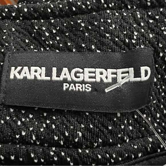 Karl Lagerfeld Pencil Skirt Black Splatted Textured Office Business - Picture 3 of 9